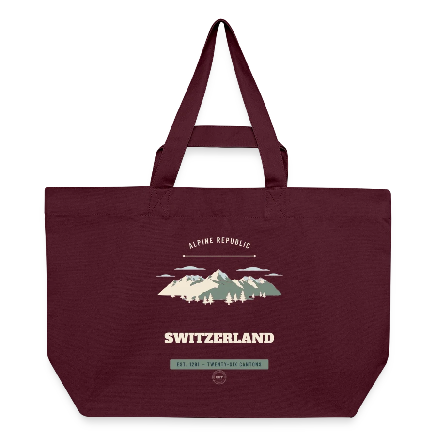 Switzerland badge on a recycled shopping bag stanley/stella, burgundy