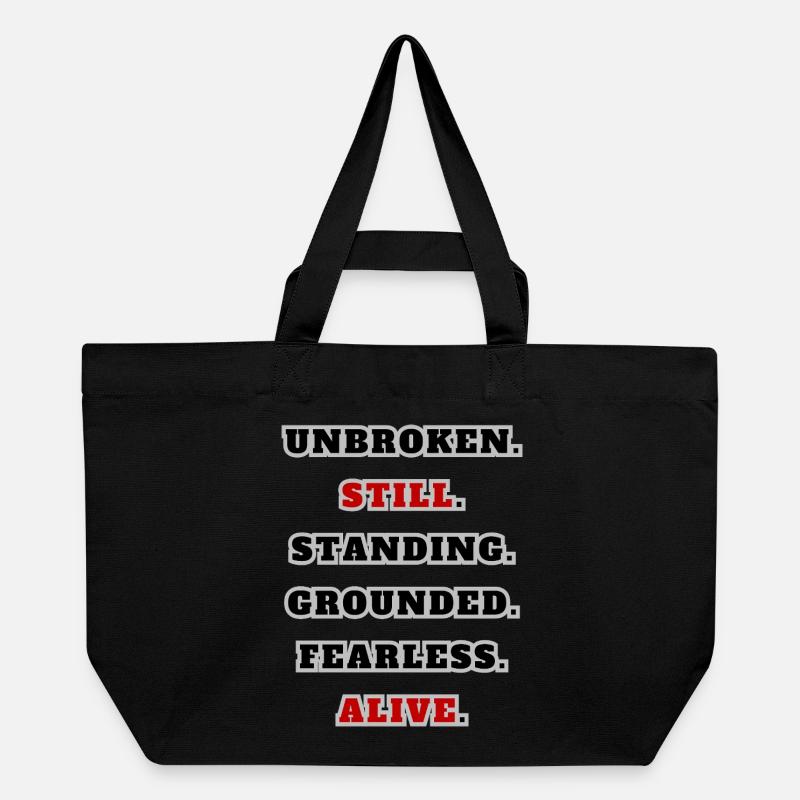 Unbroken Still Standing – Citation de déclaration forte - Cabas recyclé Stanley/Stella - noir