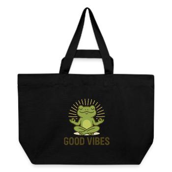 Positive Vibes – Meditierender Frosch im Zen-Modus - Recycelte Shopping Bag von Stanley/Stella - Schwarz - Vorne