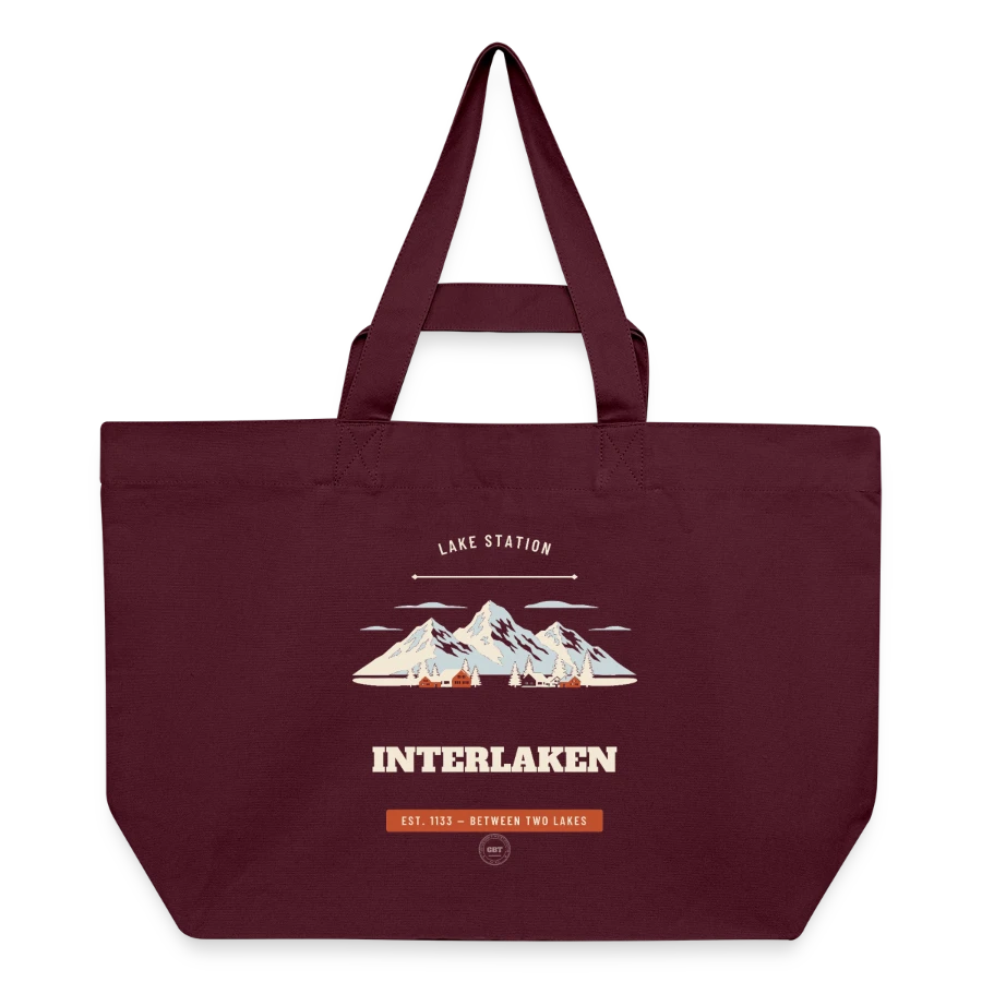 Interlaken badge on a recycled shopping bag stanley/stella, burgundy