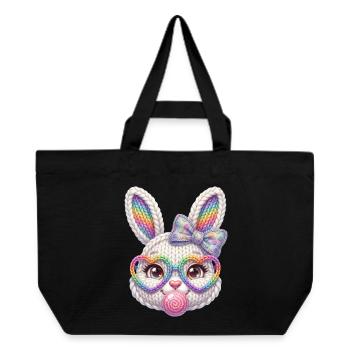 Osterhase Kaugummiblase Herz Brille Regenbogen - Recycelte Shopping Bag von Stanley/Stella - Schwarz - Vorne