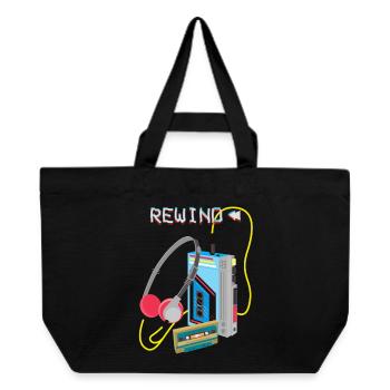 Retro Music Rewind Cassette Design - Recycled Shopping Bag Stanley/Stella - black - Front