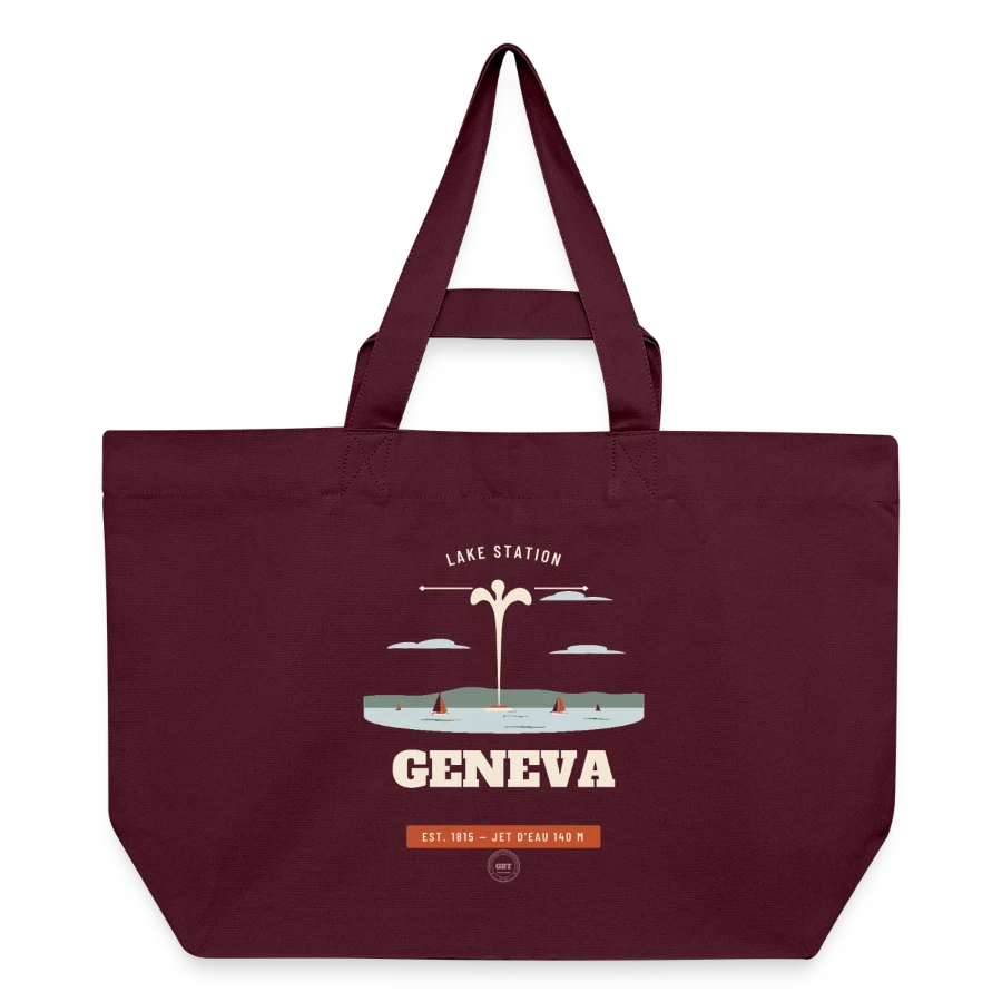 Geneva badge on a recycled shopping bag stanley/stella, burgundy