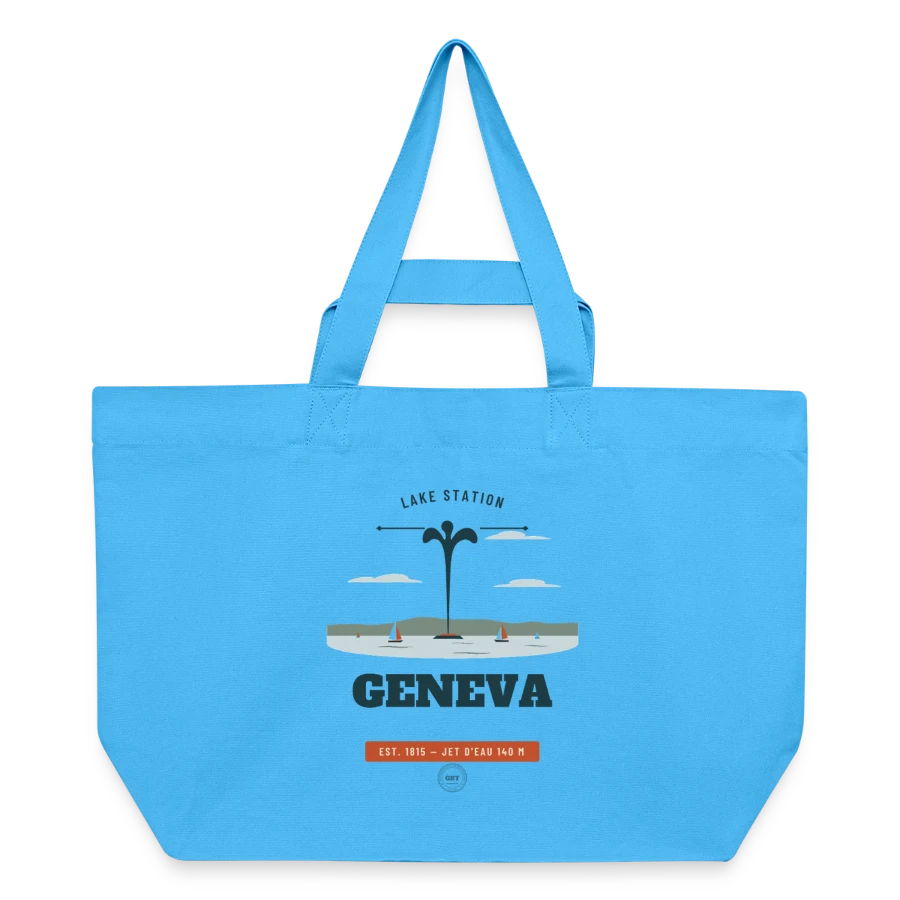 Geneva badge on a recycled shopping bag stanley/stella, aqua blue