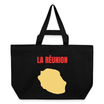 T-Shirt mit goldener Karte auf der Insel La Réunion - Recycelte Shopping Bag von Stanley/Stella - Schwarz - Vorne