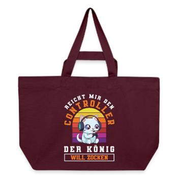 Reicht mir den Controller – König will zocken - Recycelte Shopping Bag von Stanley/Stella - Burgunderrot - Vorne