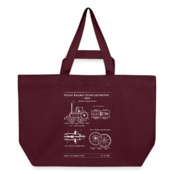 Bauplan für Dampflokomotiven 1804 - Recycelte Shopping Bag von Stanley/Stella - Burgunderrot - Vorne