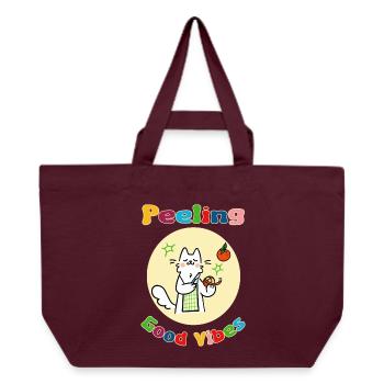 Cat Peeling Orange - Recycled Shopping Bag Stanley/Stella - burgundy - Front