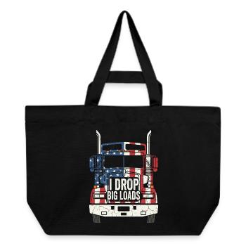 Patriotic US Trucker Semi Truck Driver - Recycled Shopping Bag Stanley/Stella - black - Front