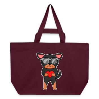 Lancashire Heeler with sunglasses and heart - Recycled Shopping Bag Stanley/Stella - burgundy - Front