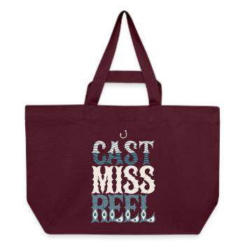 Cast Miss Reel - Fishing - Recycled Shopping Bag Stanley/Stella - burgundy - Front