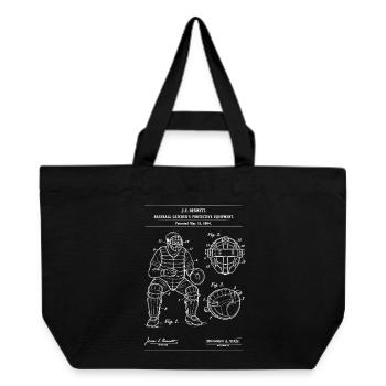 Vintage Baseball Catcher Blueprint - Recycled Shopping Bag Stanley/Stella - black - Front