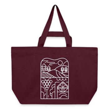 Linienlandschaft: Weinberg und Hütte - Recycelte Shopping Bag von Stanley/Stella - Burgunderrot - Vorne