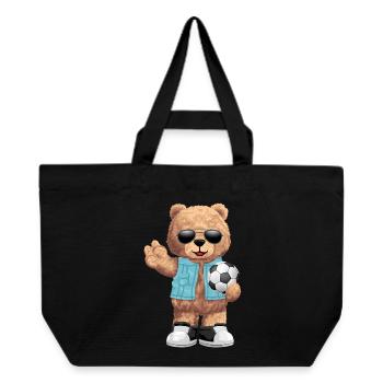 Cooler Bär mit Ball Fussball - Recycelte Shopping Bag von Stanley/Stella - Schwarz - Vorne
