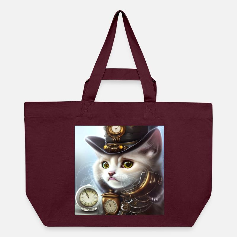 Cute steampunk kitten - Recycled Shopping Bag Stanley/Stella - burgundy