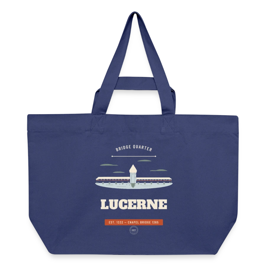 Lucerne badge on a recycled shopping bag stanley/stella, dusk