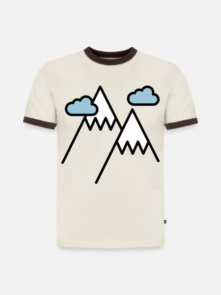 Der Berg ruft - Slim Fit Männer Organic Contrast T-Shirt - Off-White/Dunkelbraun