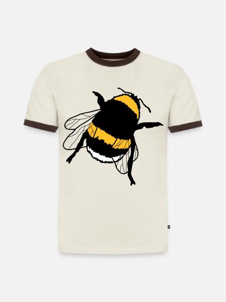 bourdon - T-shirt contrasté homme slim fit en coton bio - blanc cassé/brun foncé