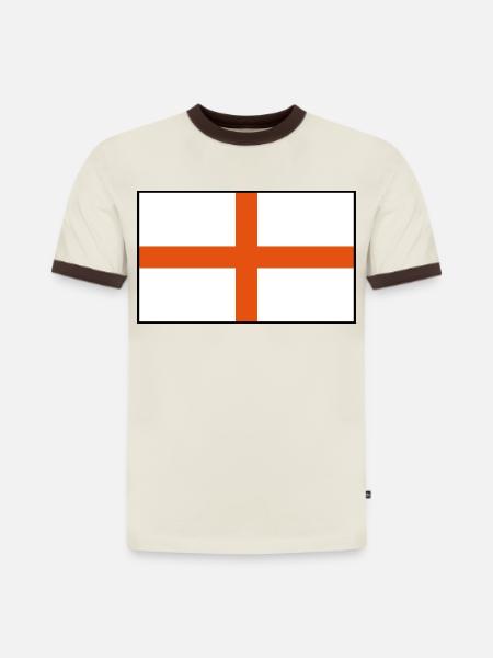 England Flagge 2 - Slim Fit Männer Organic Contrast T-Shirt - Off-White/Dunkelbraun
