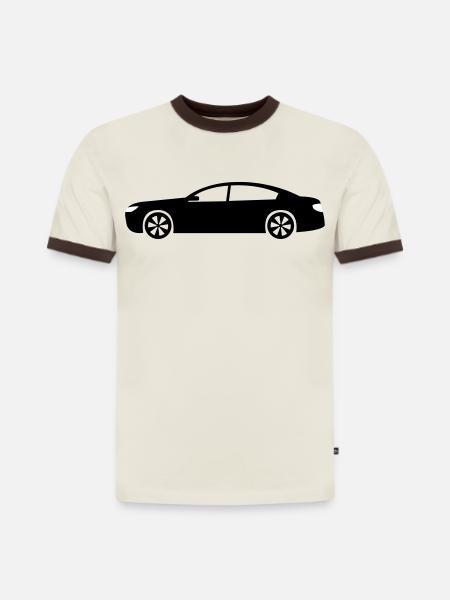 automobile - Slim Fit Men's Organic Contrast T-Shirt - off white/dark brown