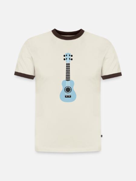 ukulele - Slim Fit Men's Organic Contrast T-Shirt - off white/dark brown
