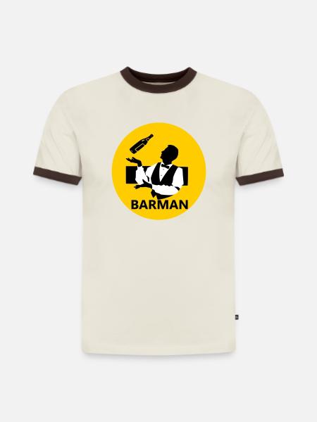 Bartender - Slim Fit Men's Organic Contrast T-Shirt - off white/dark brown