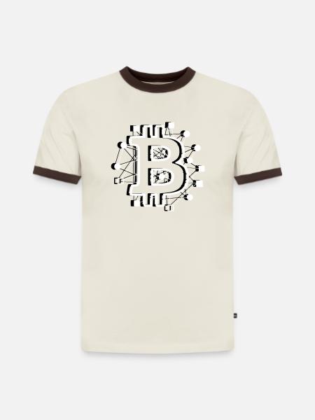 Bitcoin Platine Circuit Tech Krypto - Slim Fit Männer Organic Contrast T-Shirt - Off-White/Dunkelbraun