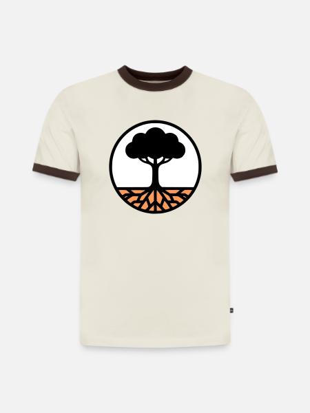 Lebensbaum Kreis Icon - Slim Fit Männer Organic Contrast T-Shirt - Off-White/Dunkelbraun