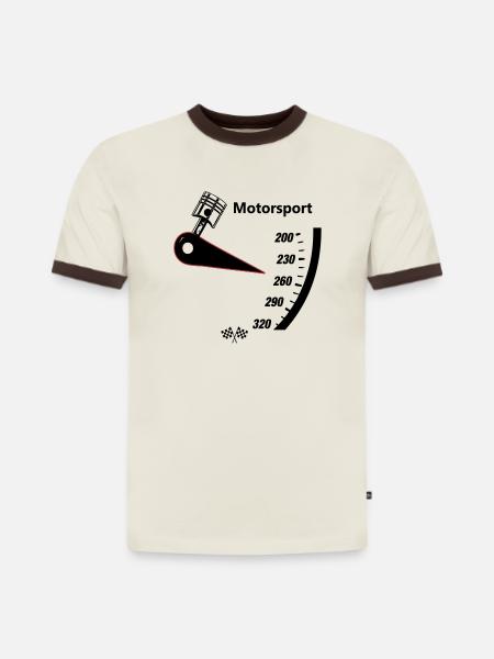 Motorsport Tacho - Slim Fit Männer Organic Contrast T-Shirt - Off-White/Dunkelbraun