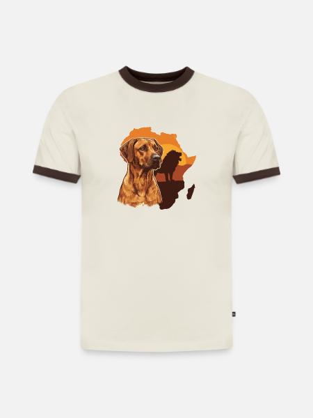 Rhodesian Ridgeback - Slim Fit Männer Organic Contrast T-Shirt - Off-White/Dunkelbraun
