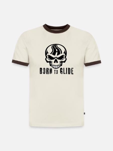 Born to Glide - Slim Fit Männer Organic Contrast T-Shirt - Off-White/Dunkelbraun