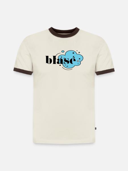 Blasé - Slim Fit Männer Organic Contrast T-Shirt - Off-White/Dunkelbraun