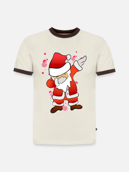 Dabbing Nicholas - Slim Fit Men's Organic Contrast T-Shirt - off white/dark brown