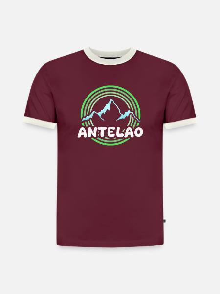 Antelao - T-shirt contrasté homme slim fit en coton bio - bordeaux/blanc cassé