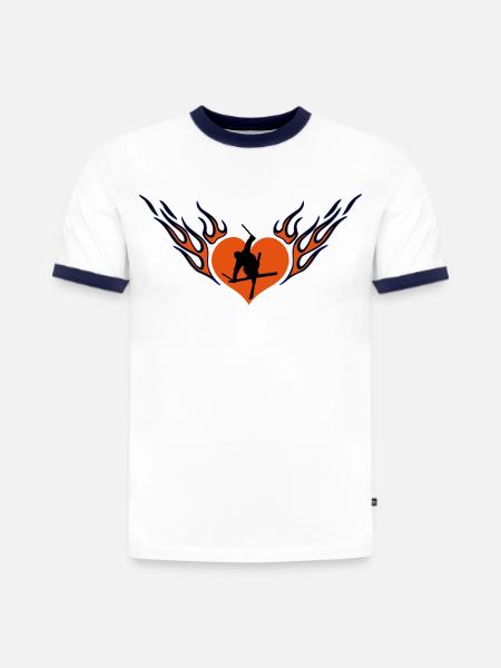 Amour de freestyle ski - T-shirt contrasté homme slim fit en coton bio - blanc/bleu marine