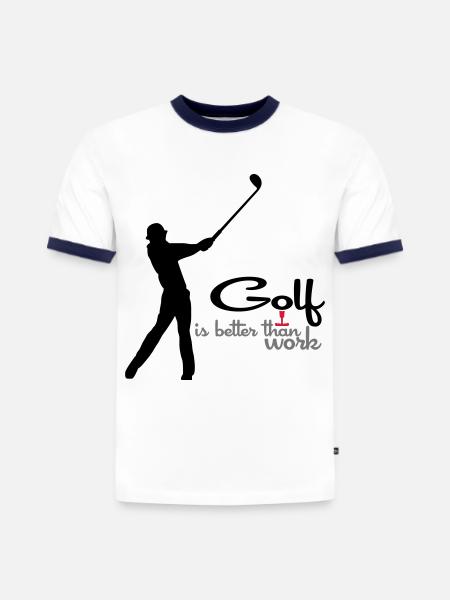 golf - T-shirt contrasté homme slim fit en coton bio - blanc/bleu marine