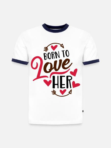 amour - T-shirt contrasté homme slim fit en coton bio - blanc/bleu marine