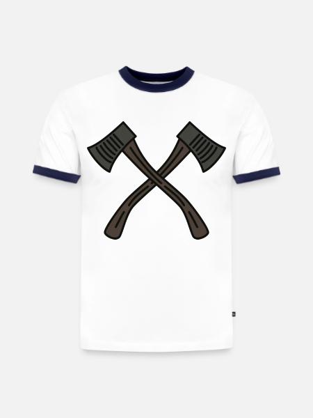 Hache - T-shirt contrasté homme slim fit en coton bio - blanc/bleu marine