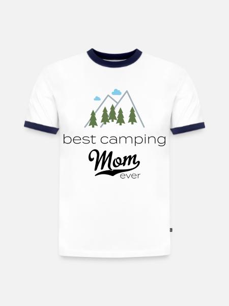 Campeurs - T-shirt contrasté homme slim fit en coton bio - blanc/bleu marine