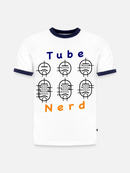Tube à vide Nerd - T-shirt contrasté homme slim fit en coton bio - blanc/bleu marine