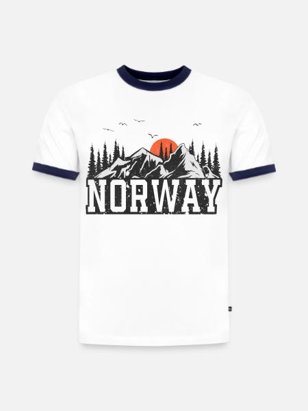 Norwegen - Slim Fit Männer Organic Contrast T-Shirt - Weiß/Navyblau