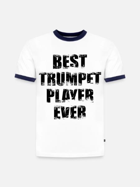 Meilleur trompettiste - T-shirt contrasté homme slim fit en coton bio - blanc/bleu marine