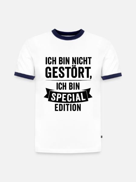 Je suis édition spéciale - T-shirt contrasté homme slim fit en coton bio - blanc/bleu marine