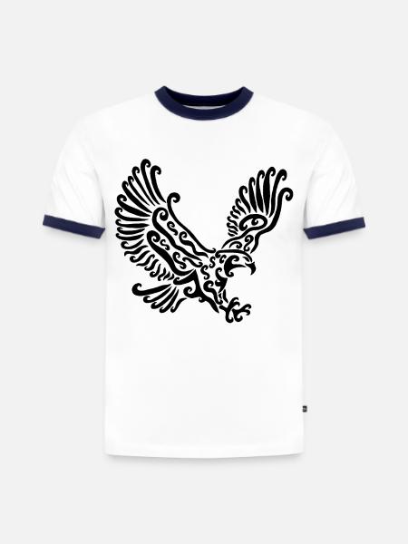Aigle noir - T-shirt contrasté homme slim fit en coton bio - blanc/bleu marine