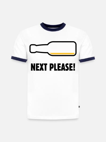 Next Please! (Bier / Bierchen / POS 2C) - Slim Fit Männer Organic Contrast T-Shirt - Weiß/Navyblau