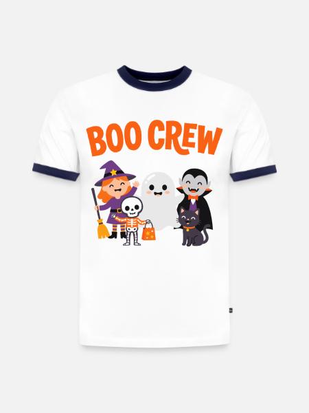 Boo Crew Halloween-Freunde - Slim Fit Männer Organic Contrast T-Shirt - Weiß/Navyblau