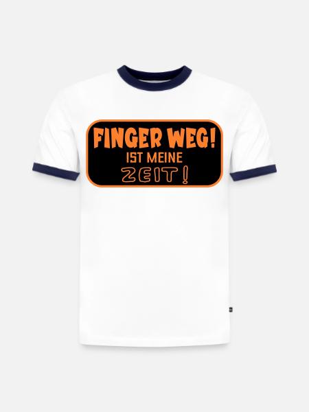 Finger Weg Zeit - Slim Fit Männer Organic Contrast T-Shirt - Weiß/Navyblau
