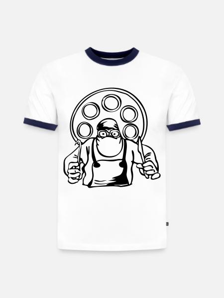 Surgeon - Slim Fit Men's Organic Contrast T-Shirt - white/navy