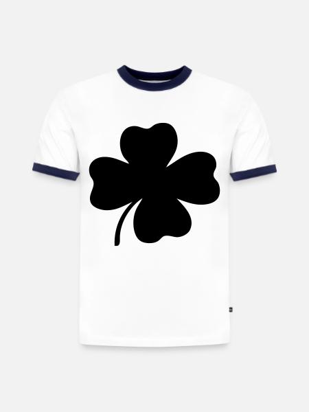 Trèfle à quatre feuilles - T-shirt contrasté homme slim fit en coton bio - blanc/bleu marine