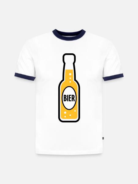 Bierflasche (Bier / Bierchen / POS 2C) - Slim Fit Männer Organic Contrast T-Shirt - Weiß/Navyblau